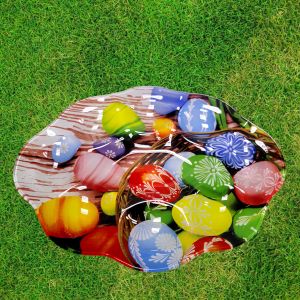 ВЕЛИКДЕНСКА СТЪКЛЕНА ЧИНИЯ С 8 броя ГНЕЗДА ЗА ЯЙЦА - ПЪСТЪР ВЕЛИКДЕН