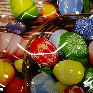 ВЕЛИКДЕНСКА СТЪКЛЕНА ЧИНИЯ С 8 броя ГНЕЗДА ЗА ЯЙЦА - ПЪСТЪР ВЕЛИКДЕН