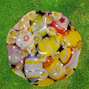 ВЕЛИКДЕНСКА СТЪКЛЕНА ЧИНИЯ С 5 броя ГНЕЗДА ЗА ЯЙЦА - ПЪСТЪР ВЕЛИКДЕН