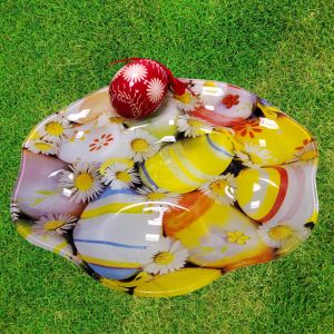 ВЕЛИКДЕНСКА СТЪКЛЕНА ЧИНИЯ С 5 броя ГНЕЗДА ЗА ЯЙЦА - ПЪСТЪР ВЕЛИКДЕН