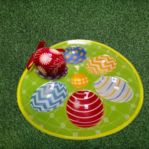 ВЕЛИКДЕНСКА СТЪКЛЕНА ЧИНИЯ С 6 броя ГНЕЗДА ЗА ЯЙЦА - ПЪСТЪР ВЕЛИКДЕН