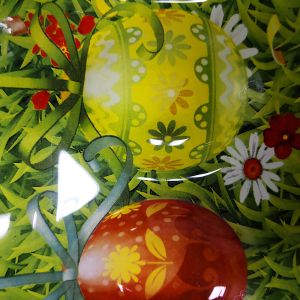 ВЕЛИКДЕНСКА СТЪКЛЕНА ЧИНИЯ С 4 броя ГНЕЗДА ЗА ЯЙЦА - ПЪСТЪР ВЕЛИКДЕН