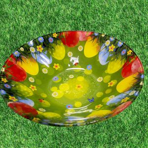 ВЕЛИКДЕНСКА СТЪКЛЕНА КУПА 22см - ПЪСТЪР ВЕЛИКДЕН