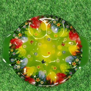 ВЕЛИКДЕНСКА СТЪКЛЕНА ЧИНИЯ С 8 броя ГНЕЗДА ЗА ЯЙЦА - ПЪСТЪР ВЕЛИКДЕН