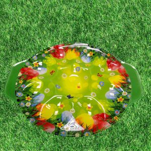 ВЕЛИКДЕНСКА СТЪКЛЕНА ЧИНИЯ С 8 броя ГНЕЗДА ЗА ЯЙЦА - ПЪСТЪР ВЕЛИКДЕН