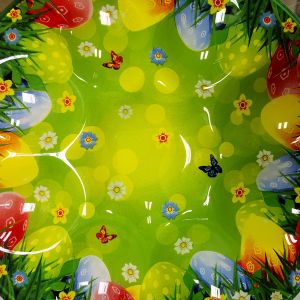 ВЕЛИКДЕНСКА СТЪКЛЕНА ЧИНИЯ С 8 броя ГНЕЗДА ЗА ЯЙЦА - ПЪСТЪР ВЕЛИКДЕН