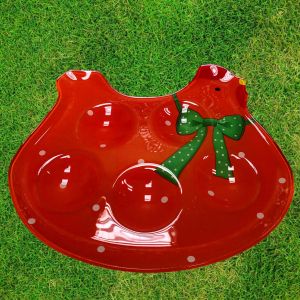 ВЕЛИКДЕНСКА СТЪКЛЕНА ЧИНИЯ КОКОШКА С 5 броя ГНЕЗДА ЗА ЯЙЦА - ПЪСТЪР ВЕЛИКДЕН