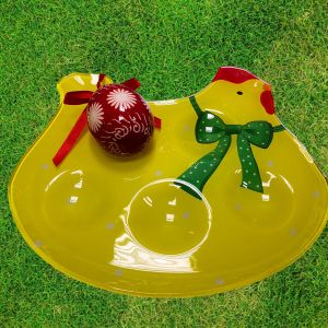 ВЕЛИКДЕНСКА СТЪКЛЕНА ЧИНИЯ КОКОШКА С 5 броя ГНЕЗДА ЗА ЯЙЦА - ПЪСТЪР ВЕЛИКДЕН