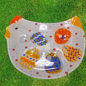 ВЕЛИКДЕНСКА СТЪКЛЕНА ЧИНИЯ КОКОШКА С 5 броя ГНЕЗДА ЗА ЯЙЦА - ПЪСТЪР ВЕЛИКДЕН