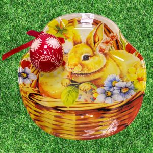 ВЕЛИКДЕНСКА СТЪКЛЕНА ЧИНИЯ С 5 броя ГНЕЗДА ЗА ЯЙЦА - ПЪСТЪР ВЕЛИКДЕН