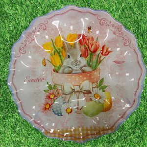 ВЕЛИКДЕНСКА СТЪКЛЕНА ЧИНИЯ С 12 броя ГНЕЗДА ЗА ЯЙЦА - ПЪСТЪР ВЕЛИКДЕН