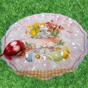 ВЕЛИКДЕНСКА СТЪКЛЕНА ЧИНИЯ С 12 броя ГНЕЗДА ЗА ЯЙЦА - ПЪСТЪР ВЕЛИКДЕН