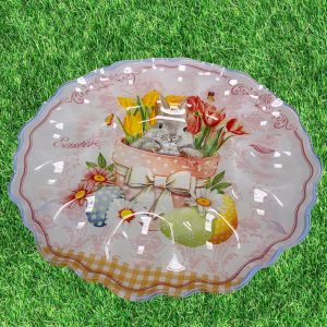 ВЕЛИКДЕНСКА СТЪКЛЕНА ЧИНИЯ С 12 броя ГНЕЗДА ЗА ЯЙЦА - ПЪСТЪР ВЕЛИКДЕН