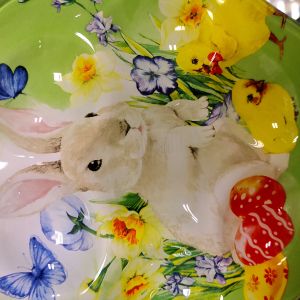 ВЕЛИКДЕНСКА СТЪКЛЕНА ЧИНИЯ С 6 броя ГНЕЗДА ЗА ЯЙЦА - ПЪСТЪР ВЕЛИКДЕН