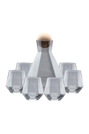 СЕТ ЗА УИСКИ 7 ЧАСТИ С НАКЛОНЕНИ ЧАШИ /гарафа+6 чаши/ - НЮАНСИ НА ПУШЕК