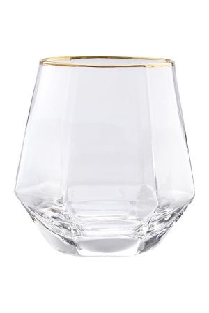 СЕТ ЗА УИСКИ 7 ЧАСТИ С НАКЛОНЕНИ ЧАШИ /гарафа+6 чаши/ - ЗЛАТНИ РИНГОВЕ