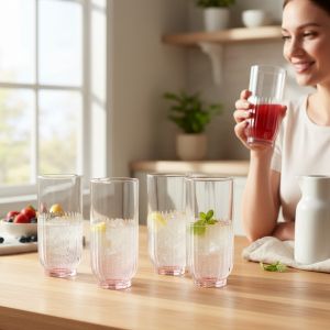 КОМПЛЕКТ ЧАШИ ЗА ВОДА / БЕЗАЛКОХОЛНО 6 броя -ПЪСТРА ДЪГА