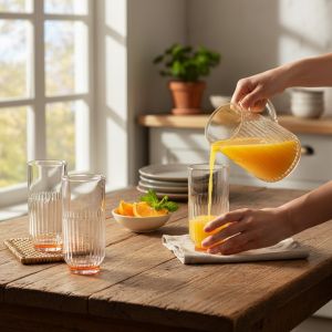 КОМПЛЕКТ ЧАШИ ЗА ВОДА / БЕЗАЛКОХОЛНО 6 броя -ПЪСТРА ДЪГА