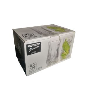 КОМПЛЕКТ ЧАШИ ОТ СТЪКЛО ЗА БЕЗАЛКОХОЛНО / ВОДА 310 мл 6 броя - РЕШЕТКА ОТ СТРАСТ