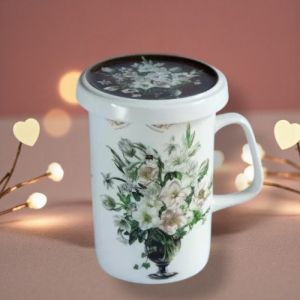 ЧАША ЗА ЗАПАРКА НА ЧАЙ - БУКЕТ БЕЛИ ЛИЛИУМИ 