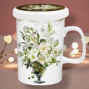 ЧАША ЗА ЗАПАРКА НА ЧАЙ - БУКЕТ БЕЛИ ЛИЛИУМИ 