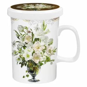 ЧАША ЗА ЗАПАРКА НА ЧАЙ - БУКЕТ БЕЛИ ЛИЛИУМИ 