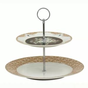 ПОРЦЕЛАНОВО ПЛАТО НА ДВЕ НИВА - БУКЕТ ОТ БЕЛИ ЛИЛИУМИ 