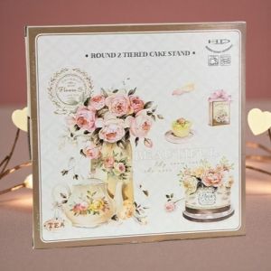 ПОРЦЕЛАНОВО ПЛАТО НА ДВЕ НИВА - БУКЕТ ОТ БЕЛИ ЛИЛИУМИ 