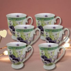 СЕРВИЗ ЗА КАФЕ И ЧАЙ / 6 чаши за чай + сервиз за кафе за 6 човека/ - ПРОЛЕТНИ ТЕМЕНУГИ 