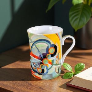 ПОРЦЕЛАНОВА ЧАША В ПОДАРЪЧНА КУТИЯ ПО КАРТИНА НА КАНДИНСКИ  - КРЪГОВЕ 