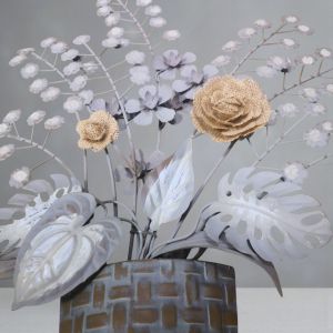 МЕТАЛНА ДЕКОРАЦИЯ ЗА СТЕНА / ВАЗА С БУКЕТ /