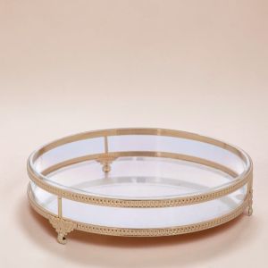 ПЛАТО / ПОДНОС КРЪГ - МЕДНИ РАМКИ 