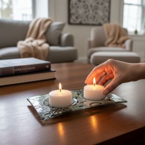 СВЕЩНИК ЗА 2 броя СВЕЩИ - АРТИСТИЧНИ УСМИВКИ