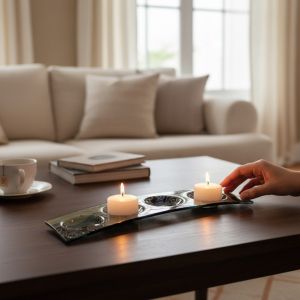 СВЕЩНИК ЗА 4 броя СВЕЩИ - АРТИСТИЧНИ УСМИВКИ