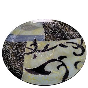 СТЪКЛЕНО ПЛАТО КРЪГ 32см - АРТИСТИЧНИ УСМИВКИ