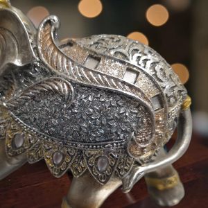 ФИГУРА СЛОНЧЕ 16см - СРЕБЪРНИ ЦВЕТЯ