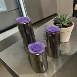 КОМПЛЕКТ ОТ 3 броя СВЕЩНИКА - ПЛАТИНЕНИ НЮАНСИ