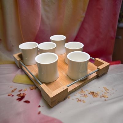 СЕРВИЗ ЗА КАФЕ / ЧАЙ С ЧАЙНИК И ПОДНОС - БЯЛА МАГИЯ