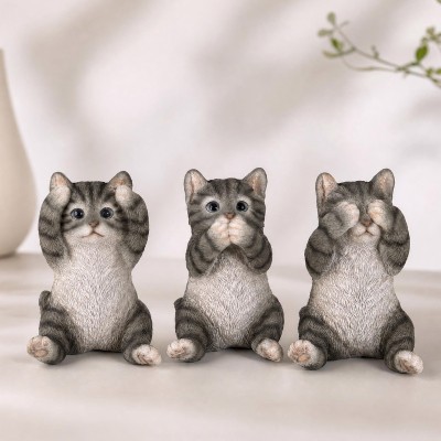 КОМПЛЕКТ 3 броя ФИГУРКИ НА КОТЕ - НЕ ЧУХ, НЕ ВИДЯХ НЕ РАЗБРАХ