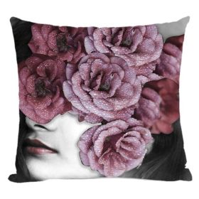 Декоративна възглавница - лилави цветя