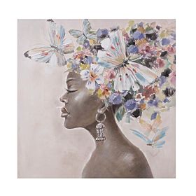 Картина Жена с цветя и пеперуди