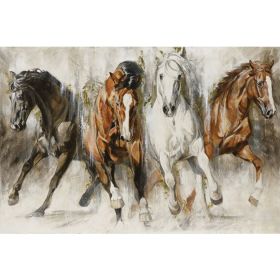 Картина на платно 4 диви коня 120x80 см