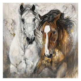 Картина на платно 2 диви коня 80x80 см